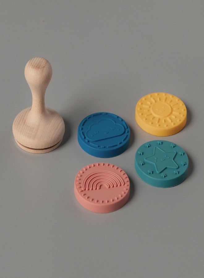 ReLIVE Happy Skies Rubber Stamp with Wood Handle, 4 Interchangeable Silicon Stamps of a Sun, Cloud, Star, and Rainbow, Fun Kids Craft Supplies and Art Supplies, Arts and Crafts for Kids 4-6 and Families - Image 4